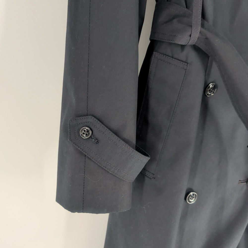 Vintage Retro Double Breasted Notched Lapel Collar Trench Coat Black Size 12 S‎ - Picture 4 of 11